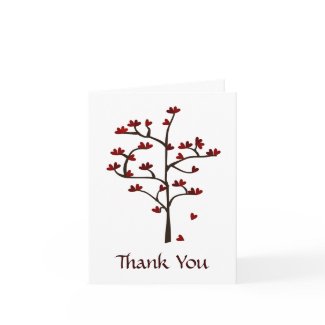 Red Heart Tree Thank You card