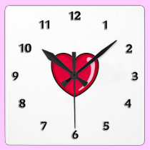 Red Heart wall clocks