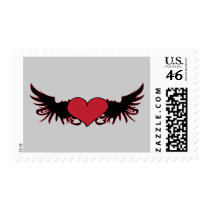Red Heart & Wings Postage Stamp by kenipela Red Heart & Wings Postage Stamp