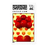 Red heart with balloons, stamp