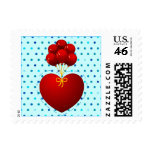Red heart with balloons, stamp