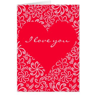 Red heart with flowers Greeting Card Cards