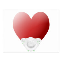 Red Heart With White Roses Postcard