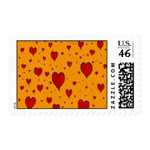 RED HEART YELLOW PRINT POSTAGE