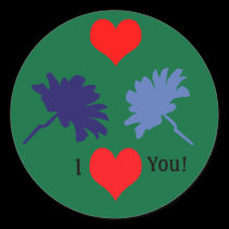 Red Hearts and Blue Flowers Sticker stickers