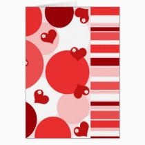 Red hearts and stripes - Card