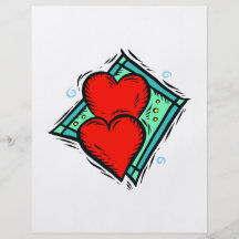 red hearts blue diamond design flyers