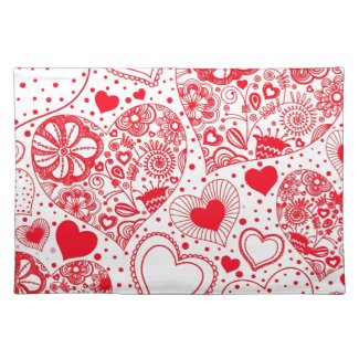 Red Hearts for Valentine's Day Place Mats