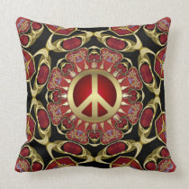 Red Hearts Gold Peace Power Love Cushion Throw Pillows