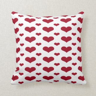 Red Hearts in a Row Pattern Throw Pillow