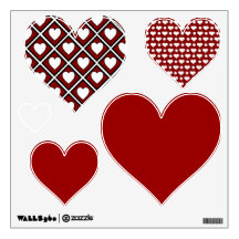 Red Hearts Mixed Wall Decal