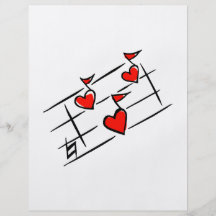 red hearts music notes full color flyer