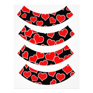 Red Hearts on Black Background Cupcake Liners Letterhead Design