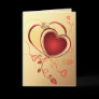red hearts on gold ,valentine's,love greeting cards