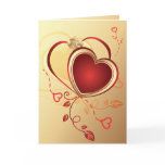 red hearts on gold ,valentine's,love greeting cards