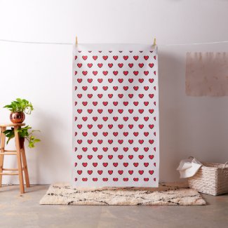Red hearts on white, customizable fabric