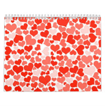 Red hearts pattern wallpaper calendar