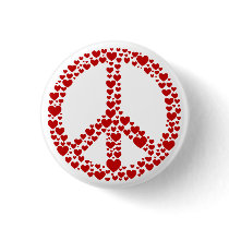Red Hearts Peace Sign Button
