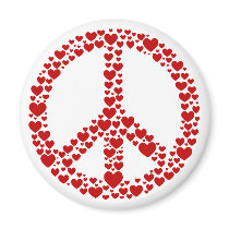 Red Hearts Peace Sign Magnet by teeboutique Red Hearts Peace Sign Magnet