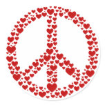 Red Hearts Peace Sign Sticker