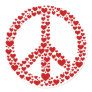 Red Hearts Peace Sign Sticker