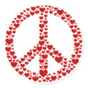 Red Hearts Peace Sign Sticker