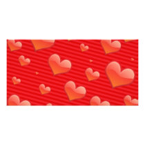 Red hearts customized photo card