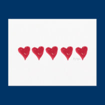 Red Hearts Postcard postcards