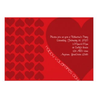 Red Hearts Valentine Party Invitation