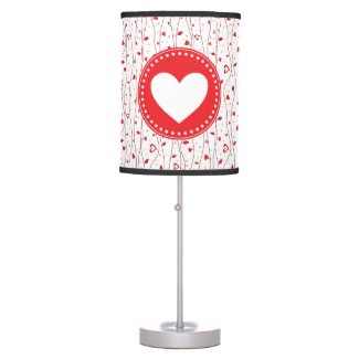 Red hearts vines table lamp