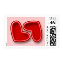 Red Hearts Wedding Postage stamps