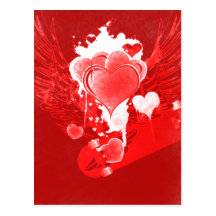 Red Hearts Wings & Skateboard Post Cards
