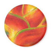 Red Heliconia Flower Art - Multi magnets