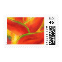 Red Heliconia Flower Art - Multi postage
