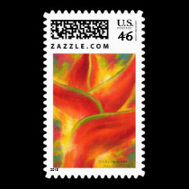 Red Heliconia Flower Art - Multi stamps
