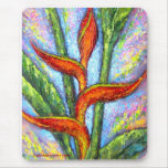Red Heliconia Painting Tropical Flower Mouse Pads