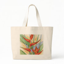 Red Heliconia Tropical Flowers Painting - Multi bags