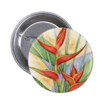 Red Heliconia Tropical Flowers Painting - Multi buttons