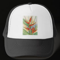 Red Heliconia Tropical Flowers Painting - Multi hats