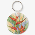 Red Heliconia Tropical Flowers Painting - Multi keychains