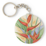 Red Heliconia Tropical Flowers Painting - Multi Keychain