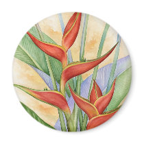 Red Heliconia Tropical Flowers Painting - Multi magnets