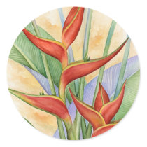Red Heliconia Tropical Flowers Painting - Multi stickers