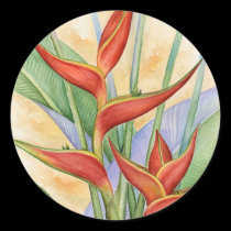 Red Heliconia Tropical Flowers Painting - Multi stickers