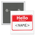 Red Hello My Name is , <NAME> Buttons