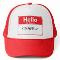 Red Hello My Name is , <NAME> hats