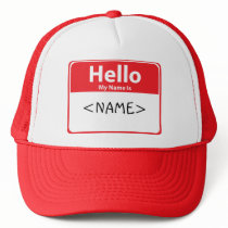 Red Hello My Name is , <NAME> hats by customize_it Red Hello My Name is , <NAME> hats