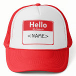 Red Hello My Name is , <NAME> hats