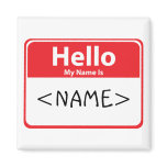 Red Hello My Name is , <NAME> Refrigerator Magnets
