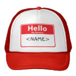 Red Hello My Name is , <NAME> Trucker Hat